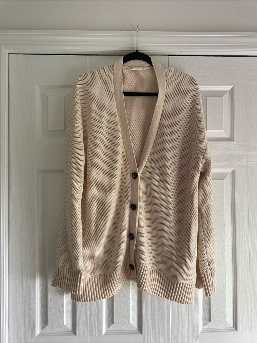 Everlane Neutral Cream Knit Button Cardigan